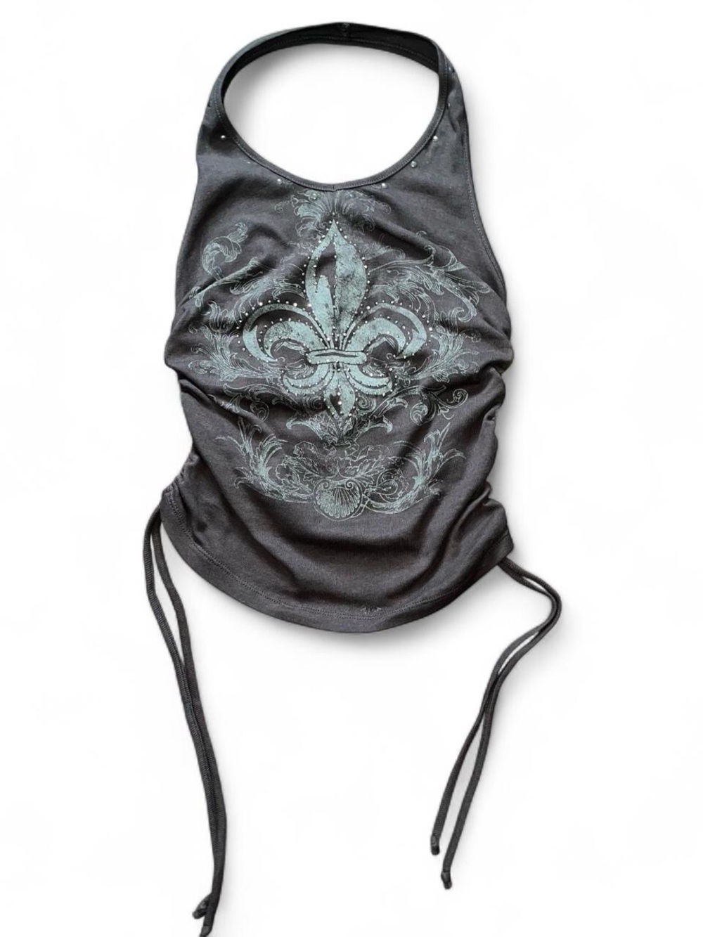 Charcoal Grey Grunge Halter Top